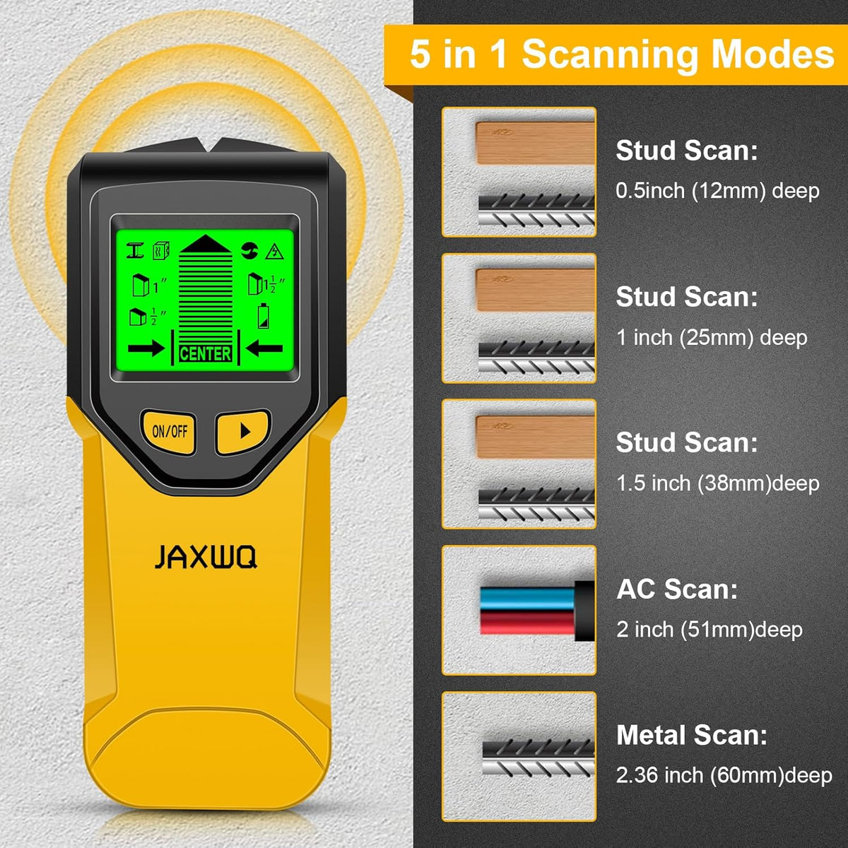 Stud Finder Wall Scanner - 5 in 1 Stud Finder Tool w/Microprocessor Chip and HD LCD Display, Stud Detector Beam Finders for the Center and Edge of