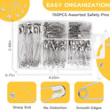 Huhuhero 160Pcs Safety Pins, Large & Small Safety Pins for Clothes Sewing Craft, Nickel Plated Steel Assorted Size Pins Bulk, Art and Craft Supplies