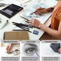 PANDAFLY Drawing Sketching Pencil Set, 22 Piece Pro Art Pencil Kit - Graphite Pencils (12B-2H), Black and White Charcoal Pencils, Charcoal Sticks