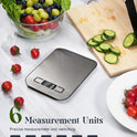 Food Scale, 11lb Digital Kitchen Scale with 6 Units LCD Display and Tare Function,Compact Design for Baking,Healthy Cooking,Meal Prep, 304 Stainless