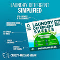Sudstainables Laundry Detergent Sheets (200 Loads) – Eco-Friendly, Zero Waste, Plastic-Free Laundry Washing Machines Soap Sheets; Dissolvable