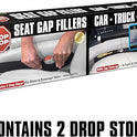 Drop Stop - The Original Patented Car Seat Gap Filler - Between Seats Console Organizer, Set of 2 and Slide Free Pad and Light