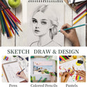 SuFly Sketch Book 9x12, Drawing Paper Pad-68lb/100gsm, Top Spiral Sketchbook Hardcover, 100 Sheets Sketch Pad for Kids Classroom Art Supplies for