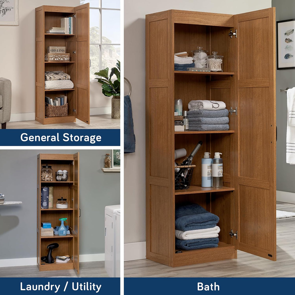Sauder Miscellaneous Storage Cabinet/ Pantry cabinets, Highland Oak finish