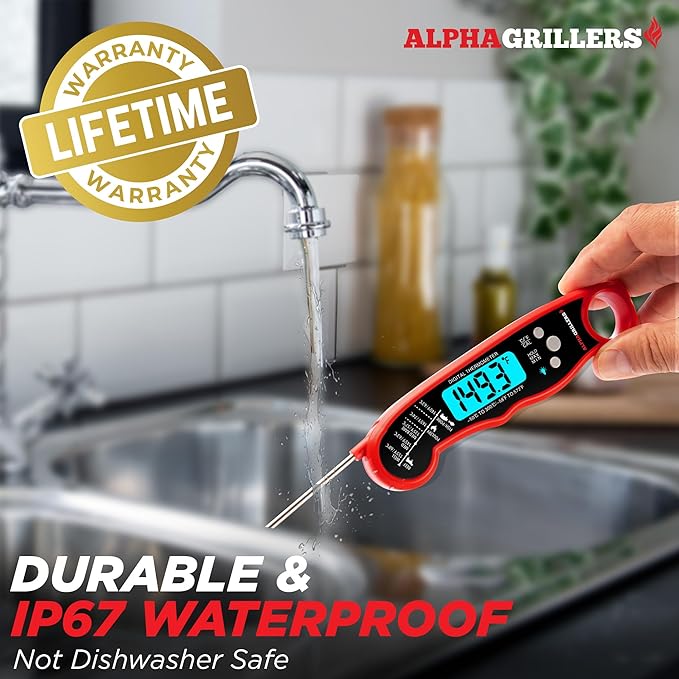 Alpha Grillers Meat Thermometer Digital - Instant Read Food Thermometer for Cooking and Grilling Gifts for Men Valentines Day Gifts for Him Her Mom