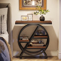Tribesigns End Table for Living Room, 3-Tier Narrow Side Table with Storage, Wood Sofa Side Table with Geometric Metal Frame, Industrial Nightstand
