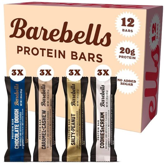 Barebells Protein Bars Variety Pack - 12 Count, 1.9oz Bars - Protein Snacks with 20g of High Protein - Chocolate Protein Bar with 1g of Total Sugars