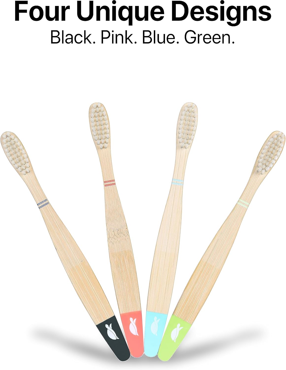 Sea Turtle Plant-Based Bristles, Bamboo Toothbrushes, Soft Natural Toothbrush for Kids (4 Pack)