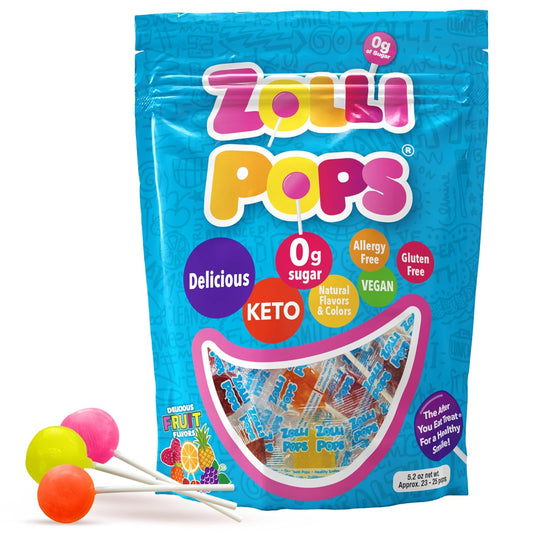 Zollipops Clean Teeth Lollipops, Anti Cavity, Sugar Free Candy for a Healthy Smile Great for Kids, Diabetics and Keto Diet, Natural Fruit Variety