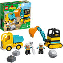 LEGO DUPLO Town Truck & Tracked Excavator Construction Vehicle 10931 Toy for Toddlers 2-4 Years Old Girls & Boys, Fine Motor Skills Development and