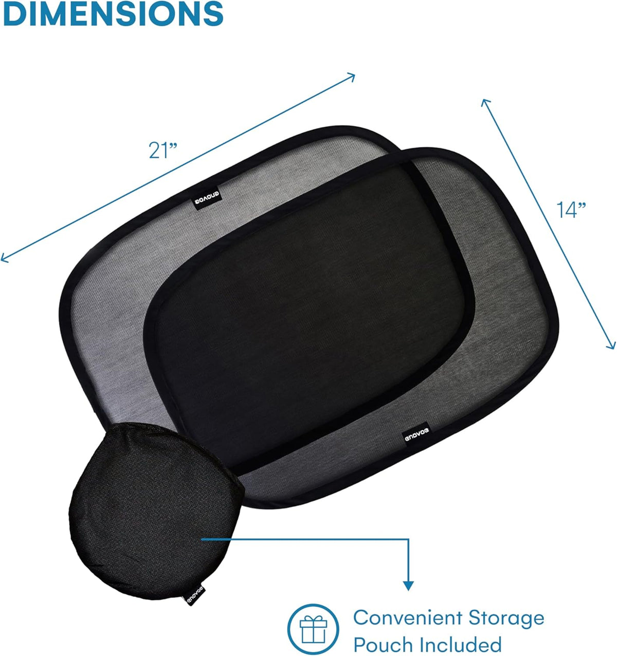 Enovoe Car Window Shades for Baby (4 Pack) - 21"x14" - Sun Shade Blocker, Cling - Glare Shield and UV Rays Protection for Your Child - Side Windows