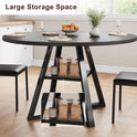 Round Dining Table for 4,Kitchen Dining Room Circle Dinner Pedestal Table,Space Saving Wood Kitchen & Dining Room Furniture (Black, 47In)