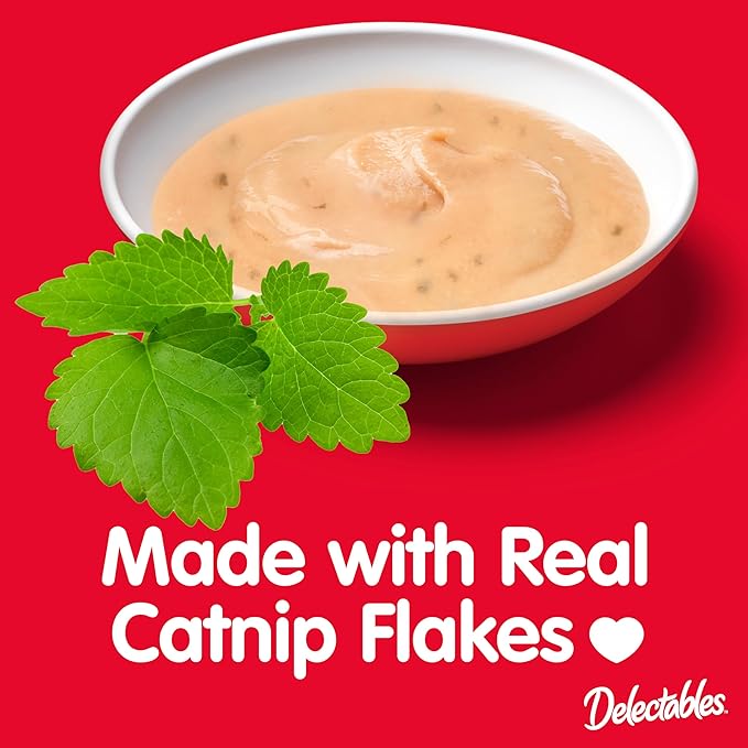 Delectables Squeeze Up Catnip Variety Pack, Creamy Squeezable Puree, Lickable Wet Cat Treats, Grain Free, No Added Fillers, No by-Products, No Added