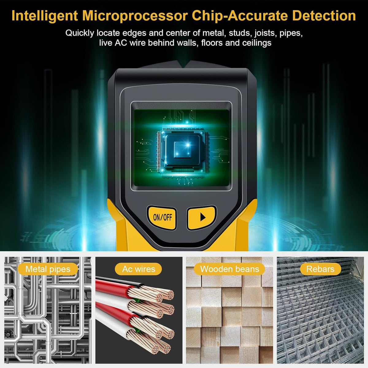 Stud Finder Wall Scanner - 5 in 1 Stud Finder Tool w/Microprocessor Chip and HD LCD Display, Stud Detector Beam Finders for the Center and Edge of