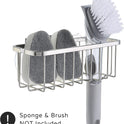 SunnyPoint NeverRust Deluxe Kitchen & Bathroom Sink Sponge Holder Organizer with Adhesive Mount - Additional Suction Cup Included – Sponge & Brush