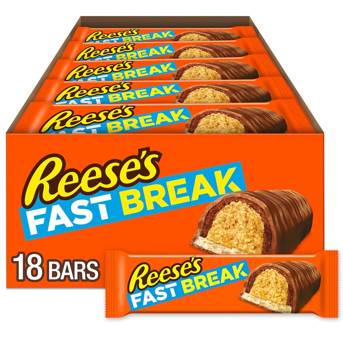 REESE'S FAST BREAK Peanut Butter Nougat Candy Bars, 1.8 oz (Pack of 18)
