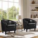 Yaheetech Barrel Chairs Set of 2, Faux Leather Club Armchairs, PU Leather Accent Chairs with Soft Padded Seat for Living Room Bedroom Waiting Reading