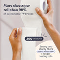 Betterway Bamboo Toilet Paper 3 Ply - Sustainable Toilet Tissue - 12 Double Rolls & 360 Sheets Per Roll - Septic Safe - Organic, Plastic Free - FSC