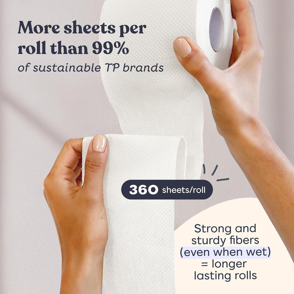 Betterway Bamboo Toilet Paper 3 Ply - Sustainable Toilet Tissue - 12 Double Rolls & 360 Sheets Per Roll - Septic Safe - Organic, Plastic Free - FSC