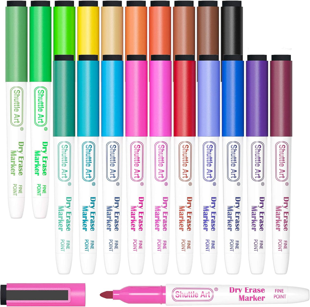 Shuttle Art Magnetic Whiteboard Markers, 20 Pieces Fine Tip and Eraser, Dry Erase Whiteboard Markers, for Writing on Whiteboards, Weekly Planner
