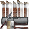 25pcs Paint Brush Set, Fuumuui Acrylic Paint Brushes, Professional Artist Series with Wide Flat, Filbert, Fan, Dagger, Cat Tongue, Round, Angle