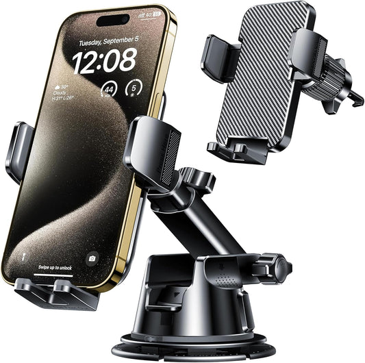 Qifutan Dash Mounted Holders Phone Holders for Your Car Phone Mount for Car Windshield Dashboard Air Vent Universal Desk Mounts Hands Free Automobile