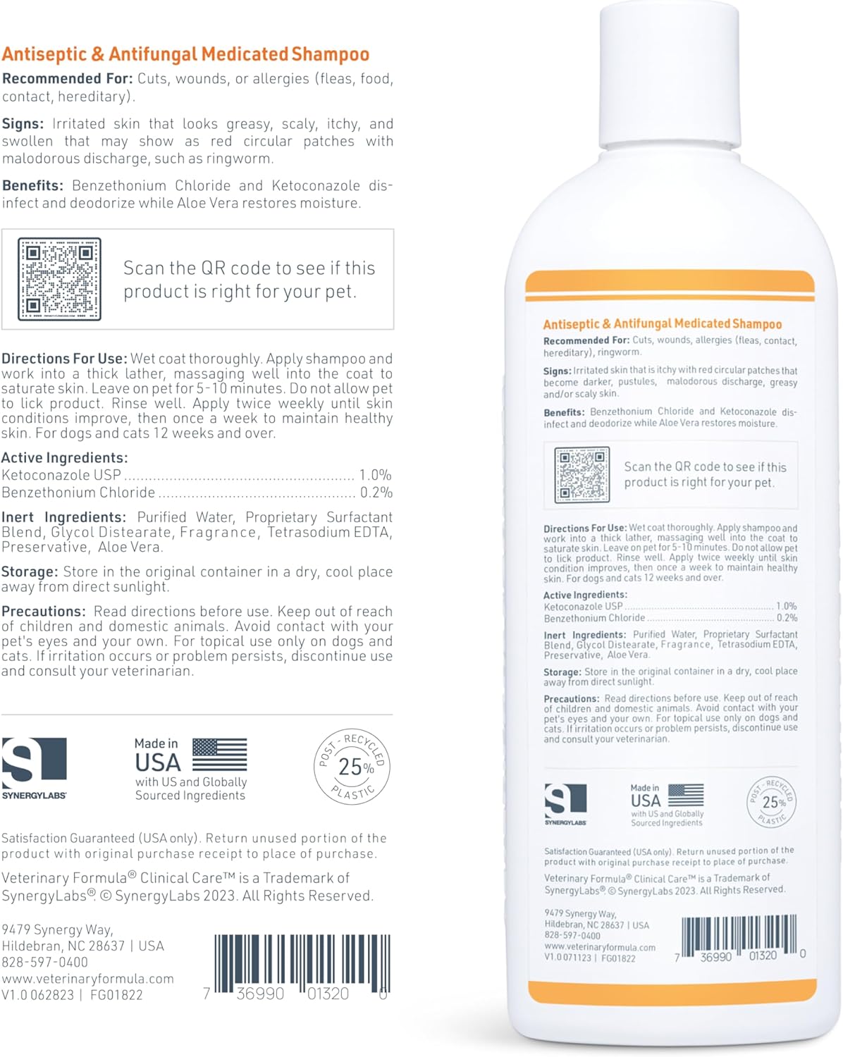 Veterinary Formula Clinical Care Antiseptic and Antifungal Medicated Shampoo for Dogs & Cats, 16 Fl Oz – Helps Alleviate Scaly, Greasy, red Skin