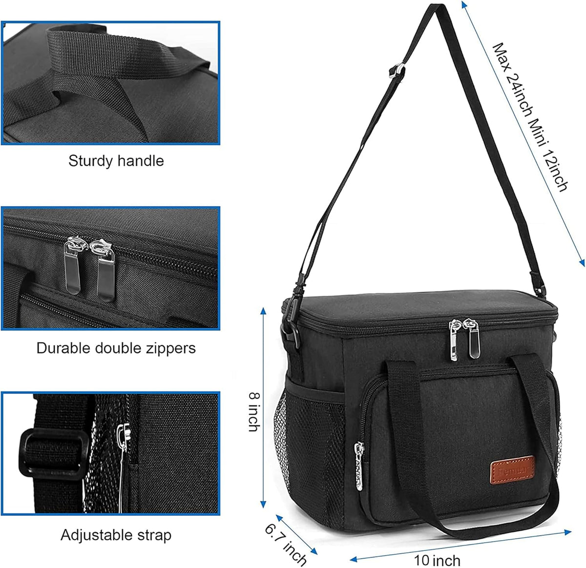Femuar Reusable Lunch Box for Men/Women - Insulated Lunch Bag Leakproof Lunchbox for Work Office Picnic Beach - Freezable Lunch Cooler Bag