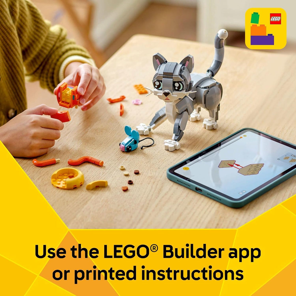 LEGO Creator 3 in 1 Playful Cat Toy - Building Toy with 3 Building Options, Cat, Dog, or Pigeon - Birthday Gift for Kids - Animal Figures for Kids