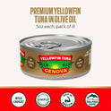 Genova Premium Yellowfin Tuna in Olive Oil, 5 Ounce Cans, 8-Pack – Nutrient Rich, High Protein Canned Tuna Fish - Delicious, Easy, Nutritious Ready