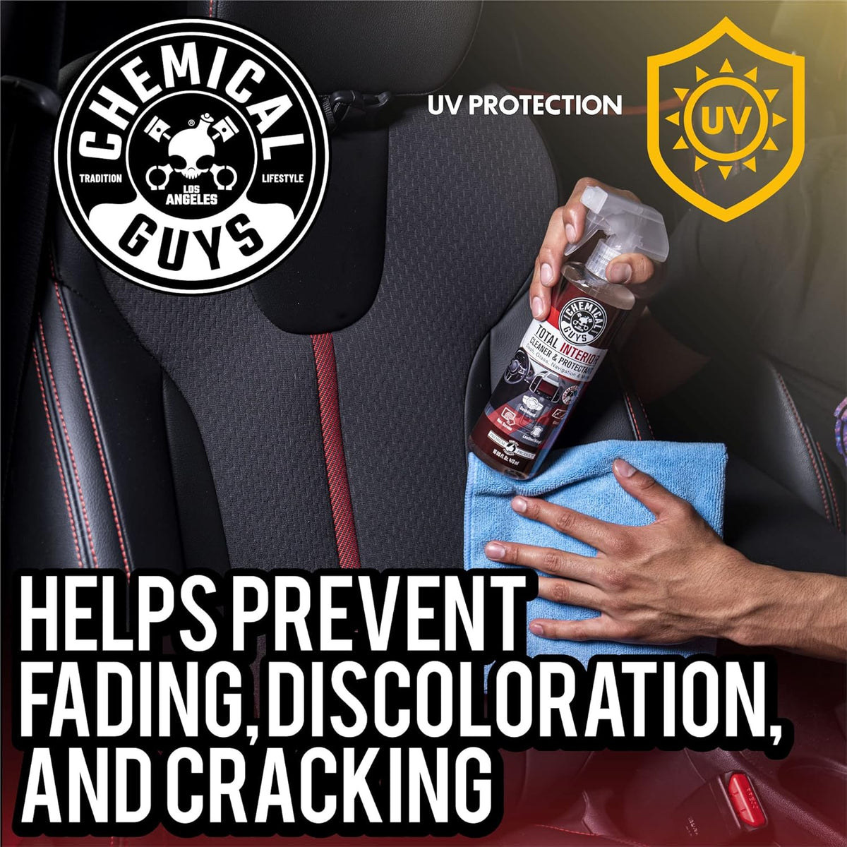 Chemical Guys Total Interior Cleaner & Protectant - Black Cherry, Car Cleaning Spray, Cleans and Protects Leather, Vinyl, Plastic, Rubber, and Glass