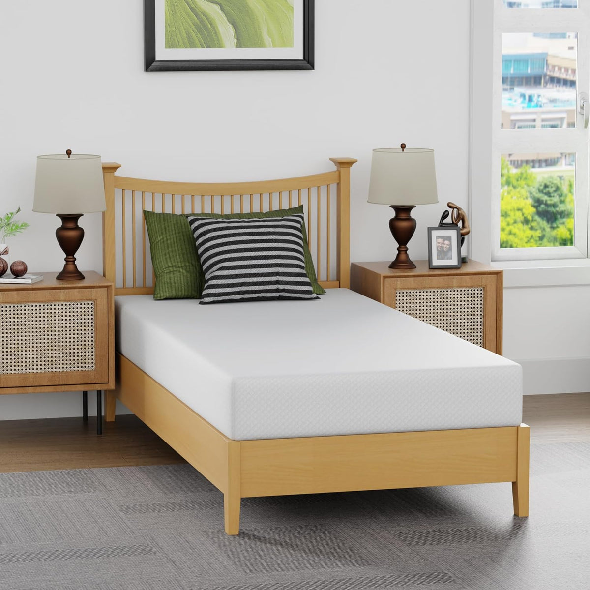 FDW | 8 Inch Twin Mattress | Medium Firm | Gel Memory Foam Mattress | White | Bed in a Box, CertiPUR-US Certified | Pressure Relief, Cooling