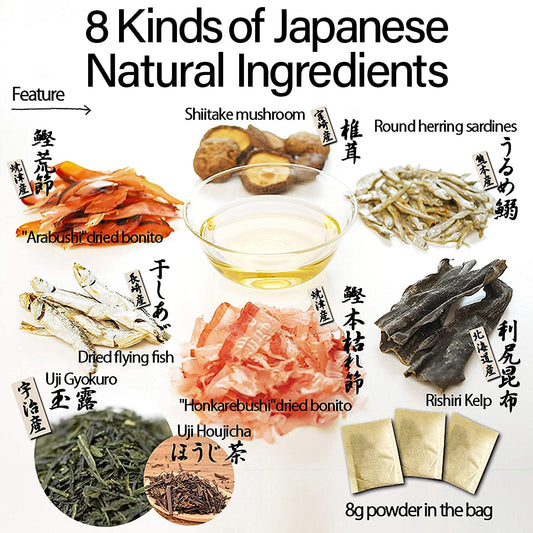 Chaganju Dashi Stock, Dashi Packet – Ramen Broth, Miso Soup, Udon, Shabu Shabu & Hot Pot Soup Base – Rich Umami Flavor, 8 Carefully Selected