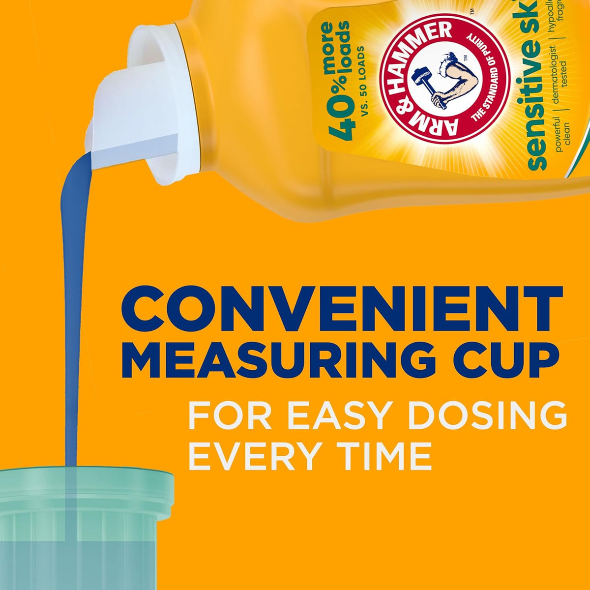 ARM & HAMMER Sensitive Skin Liquid Laundry Detergent, Fresh Scent, 105 fl oz, 105 Loads