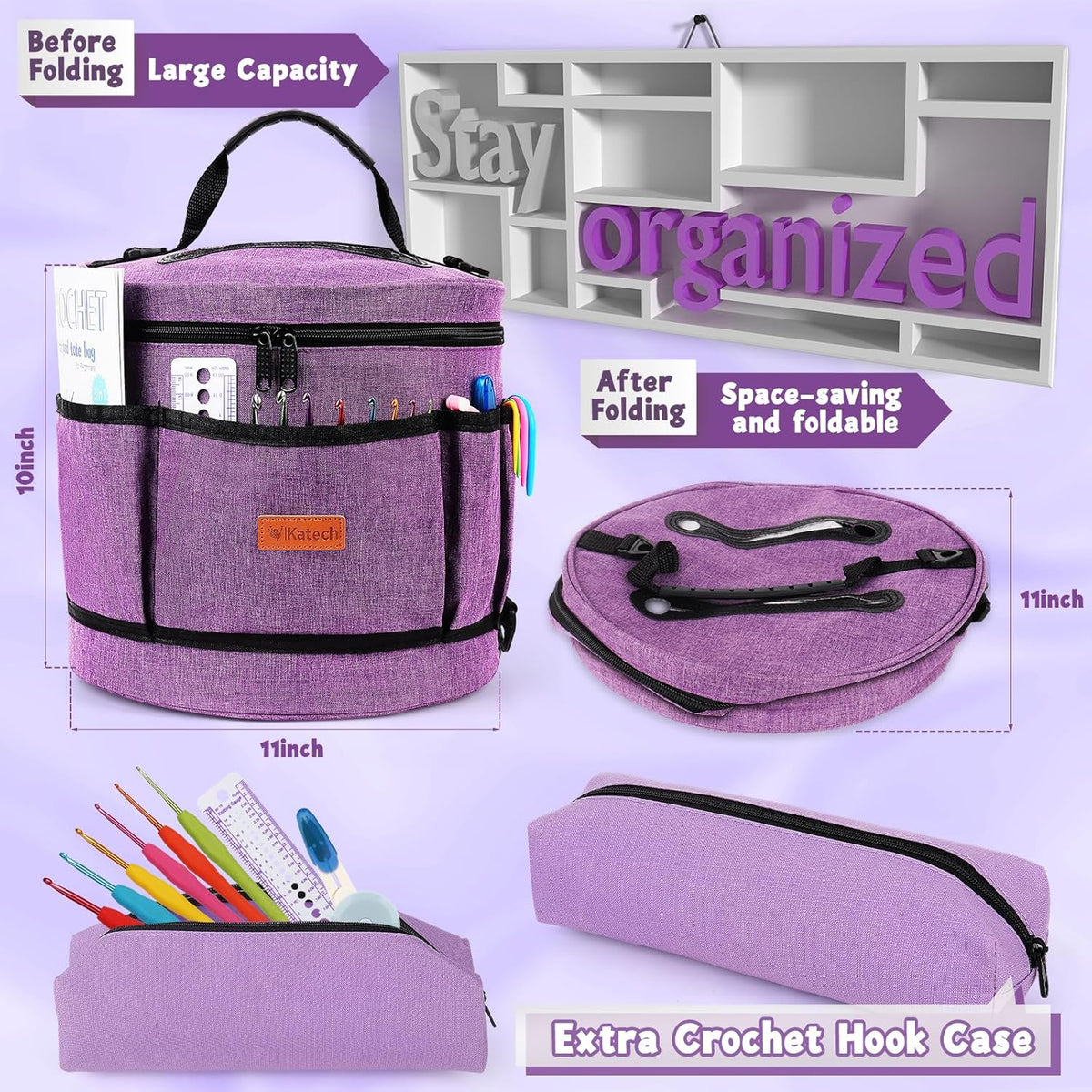 Katech Crochet Kit for Beginners, Beginner Crochet Kit for Adults-Crochet Kits Includes Crochet Hooks Knitting Bag Crochet Yarn for Crocheting