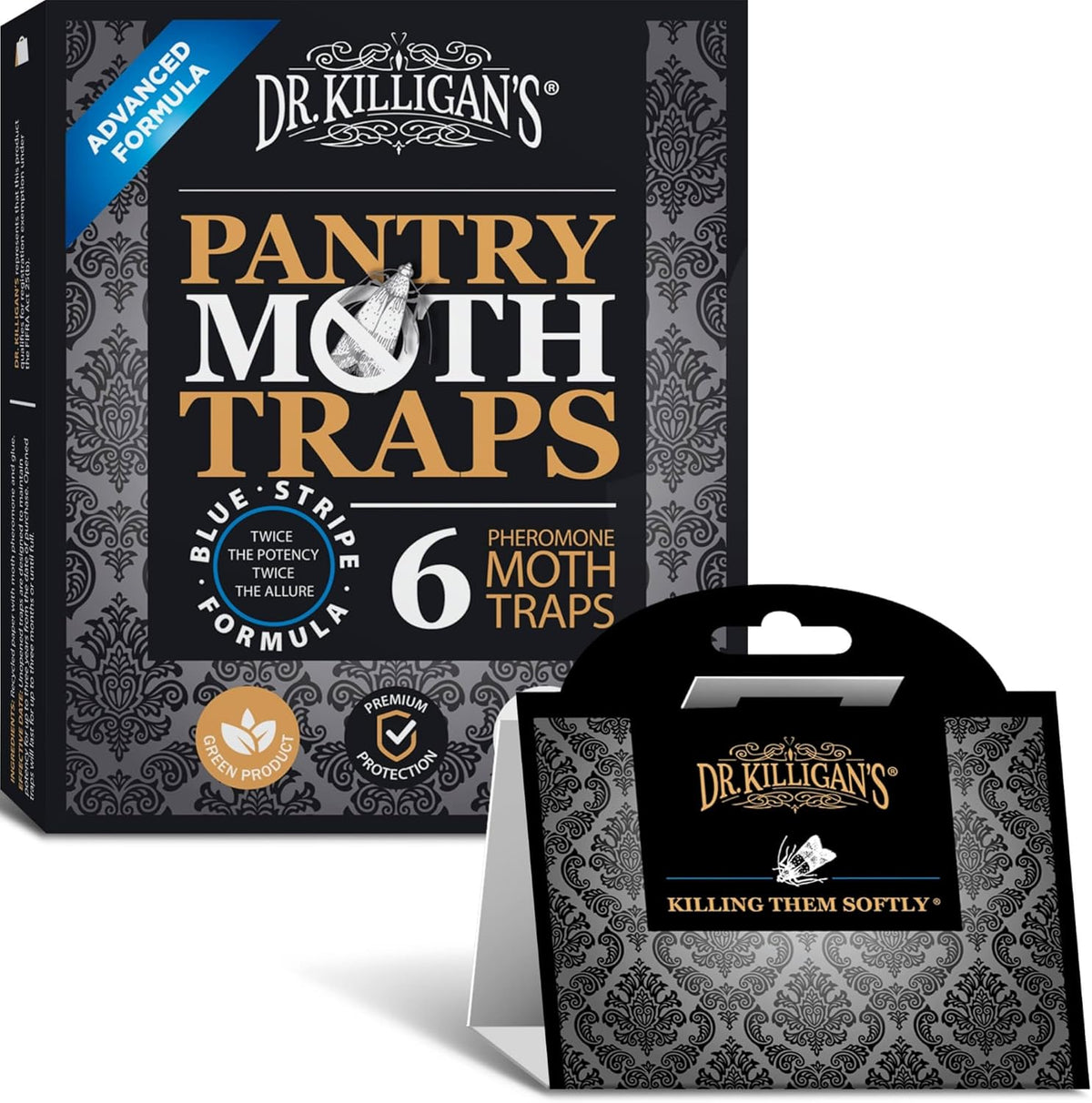 Dr. Killigan's Premium Double Potent Pantry Moth Traps with Pheromones Prime, Sticky Indian Meal Moth Traps for Kitchen, How to Get Rid of Moths