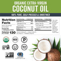 Viva Naturals Organic Coconut Oil, 54 fl oz – Unrefined, Cold-Pressed Extra Virgin Coconut Oil, USDA Organic & Non-GMO, Natural Cooking Oil, Hair Oil