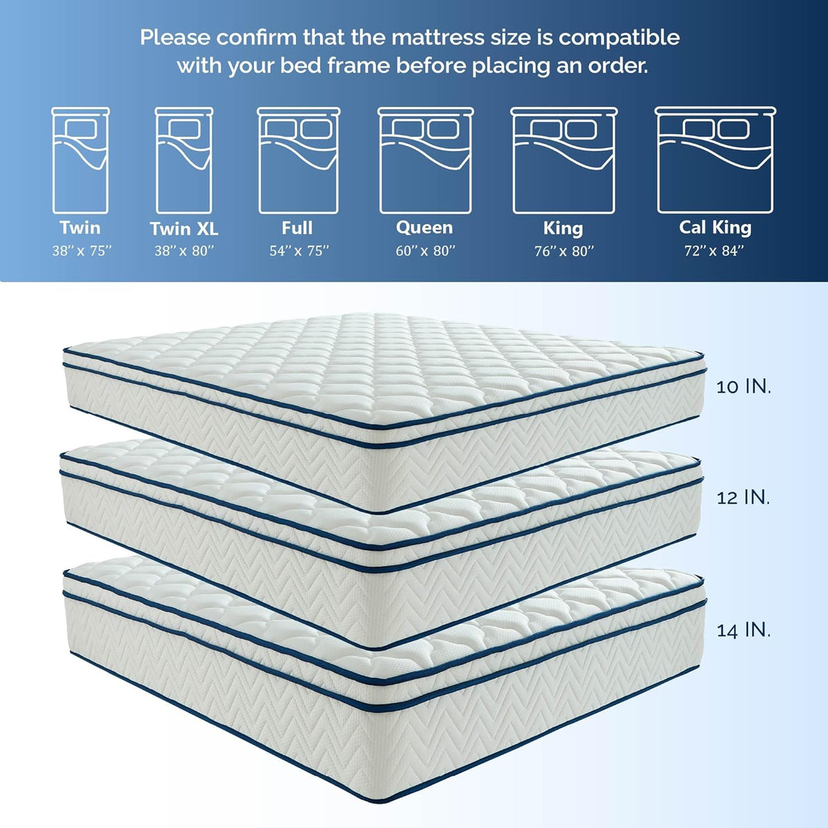 Full Size Mattress, 12 Inch Hybrid Mattress in a Box, Memory Foam Individually Wrapped Pocket Coils Innerspring Pressure Relief, Medium Firm