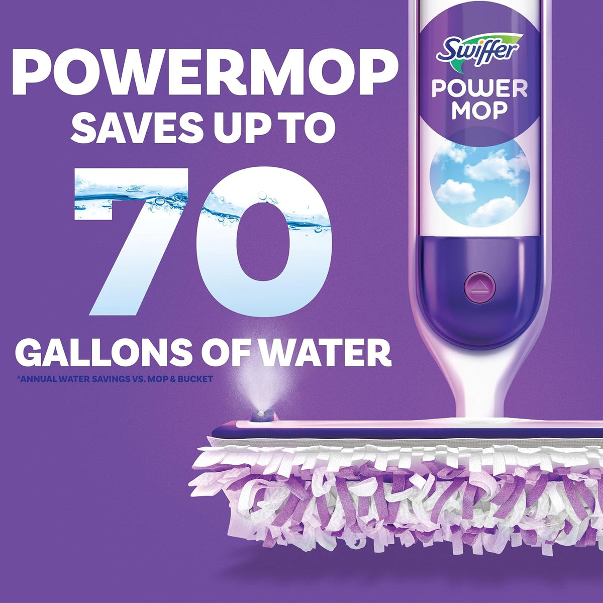 Swiffer PowerMop Multi-Surface Mop Kit for Floor Cleaning, Includes PowerMop, 2 Mopping Pad Refills, 1 Cleaning Solution with Fresh Scent and 2