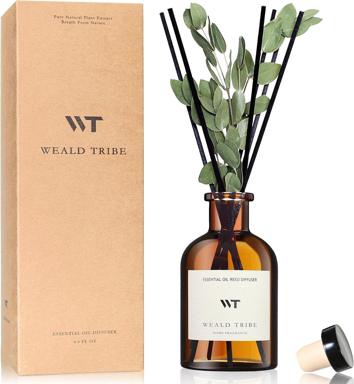 WEALD TRIBE Flower Reed Diffuser Set Eucalyptus & Lavender Scent For Bathroom Accessories Shelf Decor & Air Fresheners, Sticks Defusers With 4.0 fl