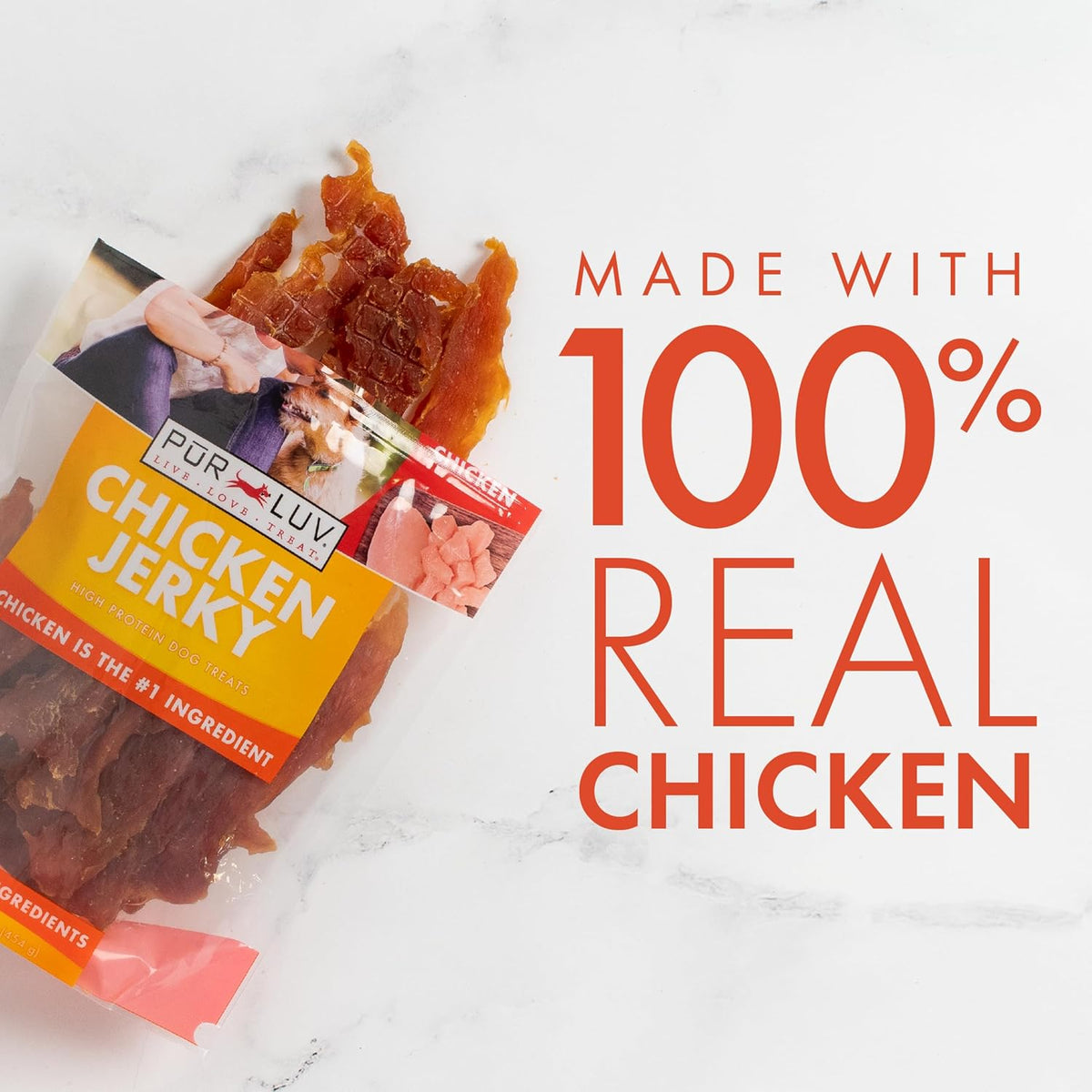 Dog Treats, Chicken Jerky for Dogs, Made with 100% Real Chicken Breast, 16 Ounces, Healthy, Easily Digestible, Long-Lasting, High Protein Dog Treat