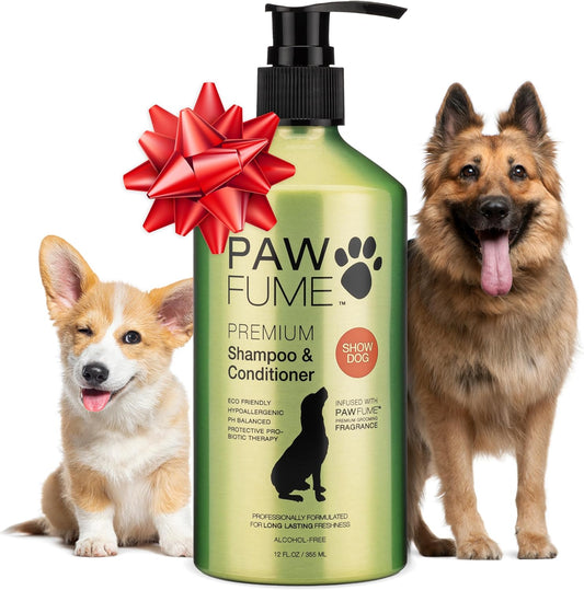 PAWFUME Deshedding Dog Shampoo and Conditioner, Show Dog, 1-Pack – Nourish & Detangle for Silky Soft Coat – Probiotic, Deep-Cleaning, pH-Balanced