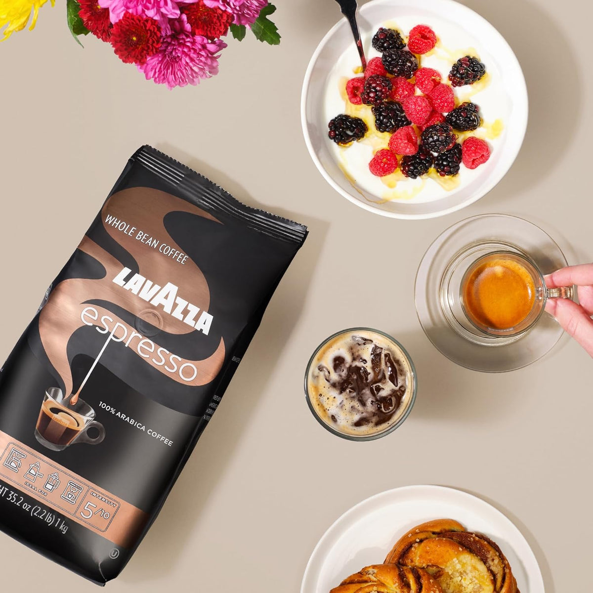 Lavazza Espresso Whole Bean Coffee, Medium Roast, 100% Arabica, 2.2 lb Bag