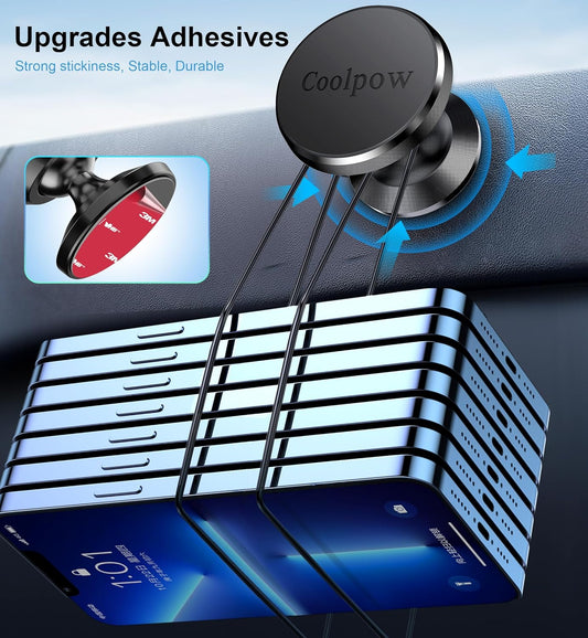 Coolpow【2 Packs 】Magnetic Phone Holder for car【Strong Magnet】phone holders for your car phone holder Mount for Car【4 Metal Plate】Universal Dash cell