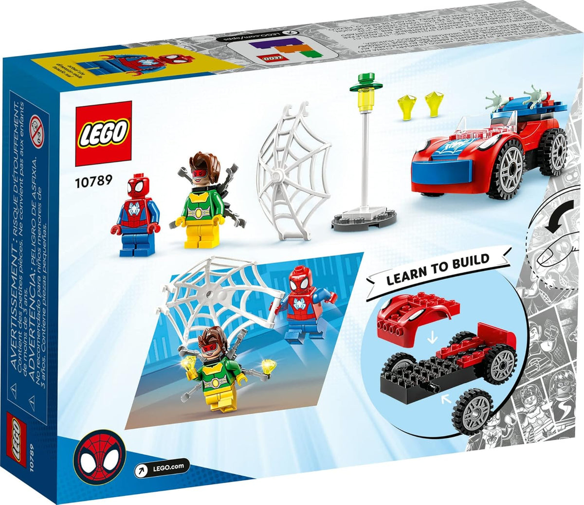 LEGO Marvel Spider-Man's Car and Doc Ock - Kids Pretend Play Set with Glow in The Dark Pieces for Boys & Girls, Ages 4+ - Gifts for Birthdays - 10789