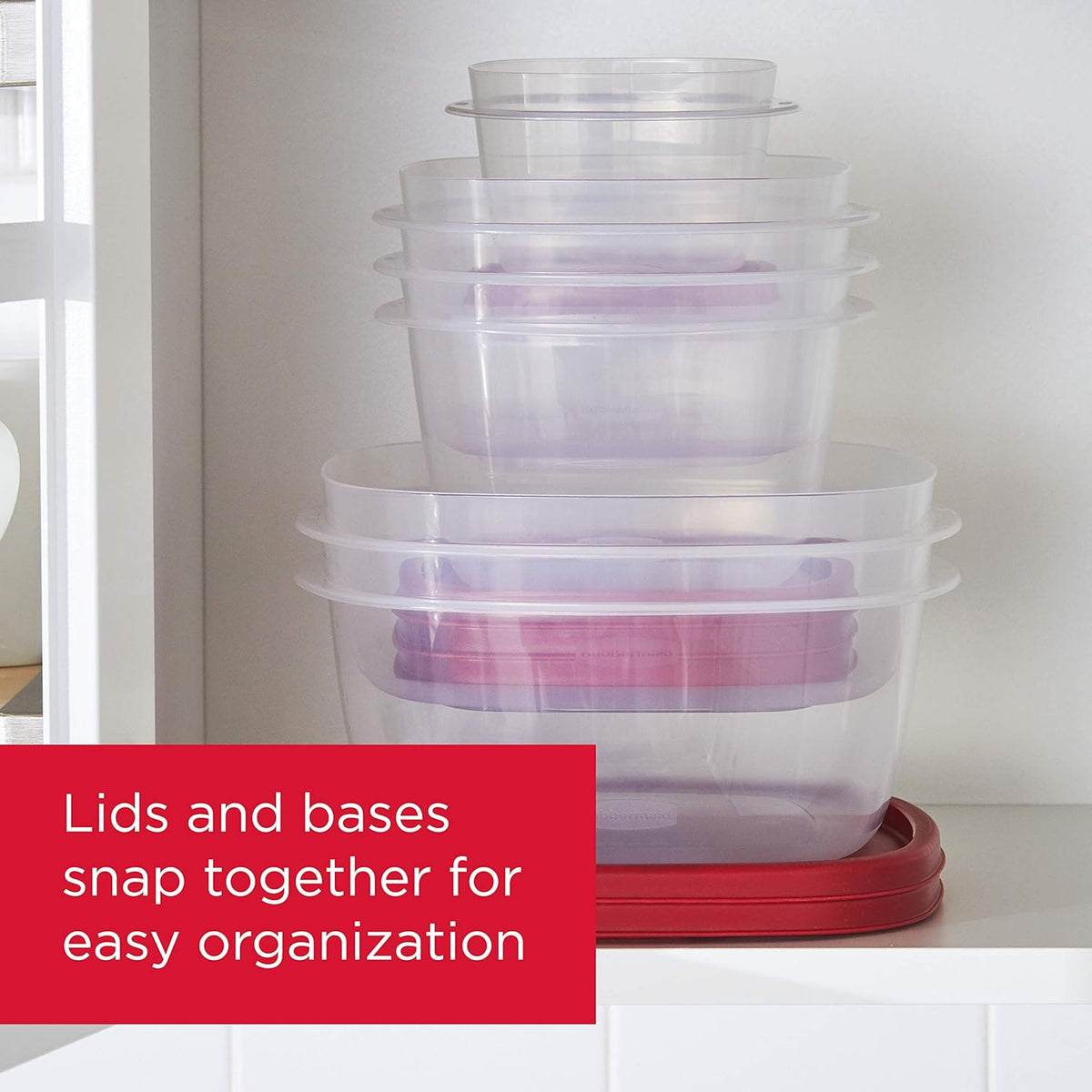 Rubbermaid 16-Piece BPA-Free Plastic Food Storage Set, Red Vented Lids - Microwave, Dishwasher Safe: Perfect for Meal Prep, Leftovers, and Kitchen