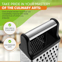 Spring Chef Professional Cheese Grater - Stainless Steel, XL Size, 4 Sides - Perfect Box Grater for Parmesan Cheese, Vegetables, Ginger - Dishwasher