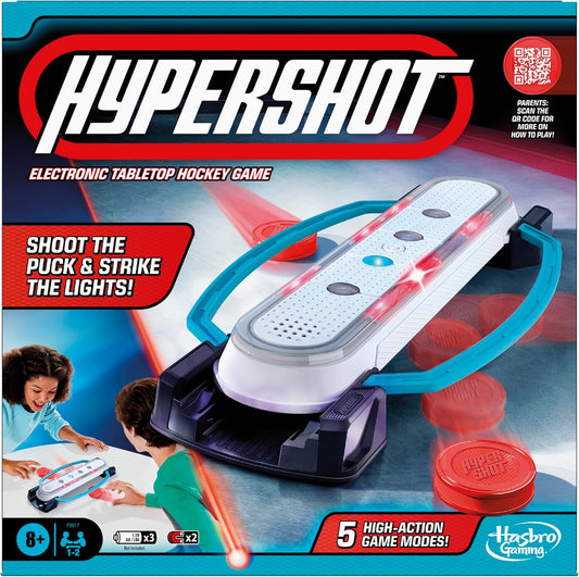 Hasbro Gaming Hypershot Electronic Tabletop Hockey Game | 5 Games in 1 | Music, Lights, and Sounds | Ages 8 and Up | for 1 to 2 Players | Kids Board