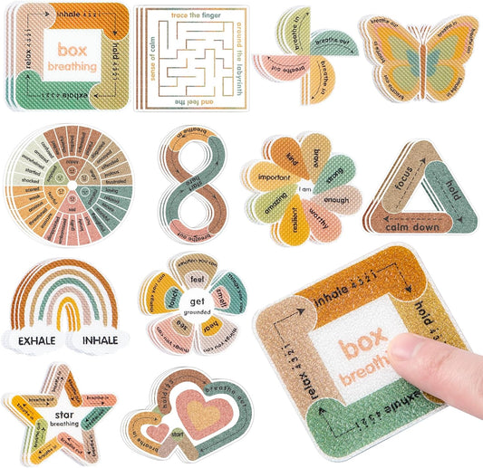 Sensory Strips for Anxiety Calming Stickers, 36Pcs 2 Textured for Mood Calming, Breathing Mindfulness Fidget Sticker for Kids, Anxiety Relief at