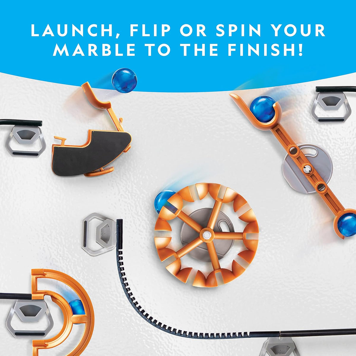 National Geographic Magnetic Marble Run - 75-Piece STEM Building Set for Kids & Adults with Magnetic Track & Trick Pieces & Marbles for Building A